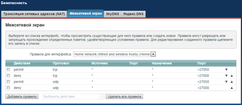 Dfl 870 настройка межсетевого экрана