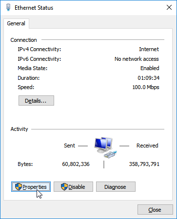 no local area connection windows 10