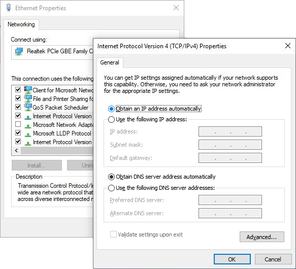 how to enable dhcp in windows 10