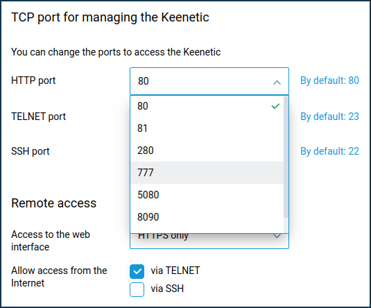experimental every time Ripen Changing the router management port – Keenetic