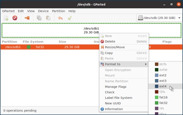 universal usb installer format ext4